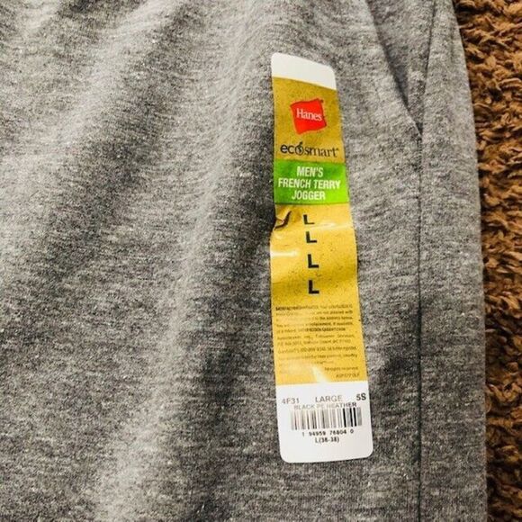 Hanes Men's French Terry Jogger Pants Sweat Lounge Elastic Waist Size Large NWT - Picture 7 of 8